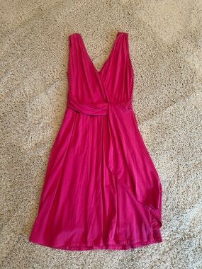 Garnet Hill Bright Fuchsia Wrap Midi Dress